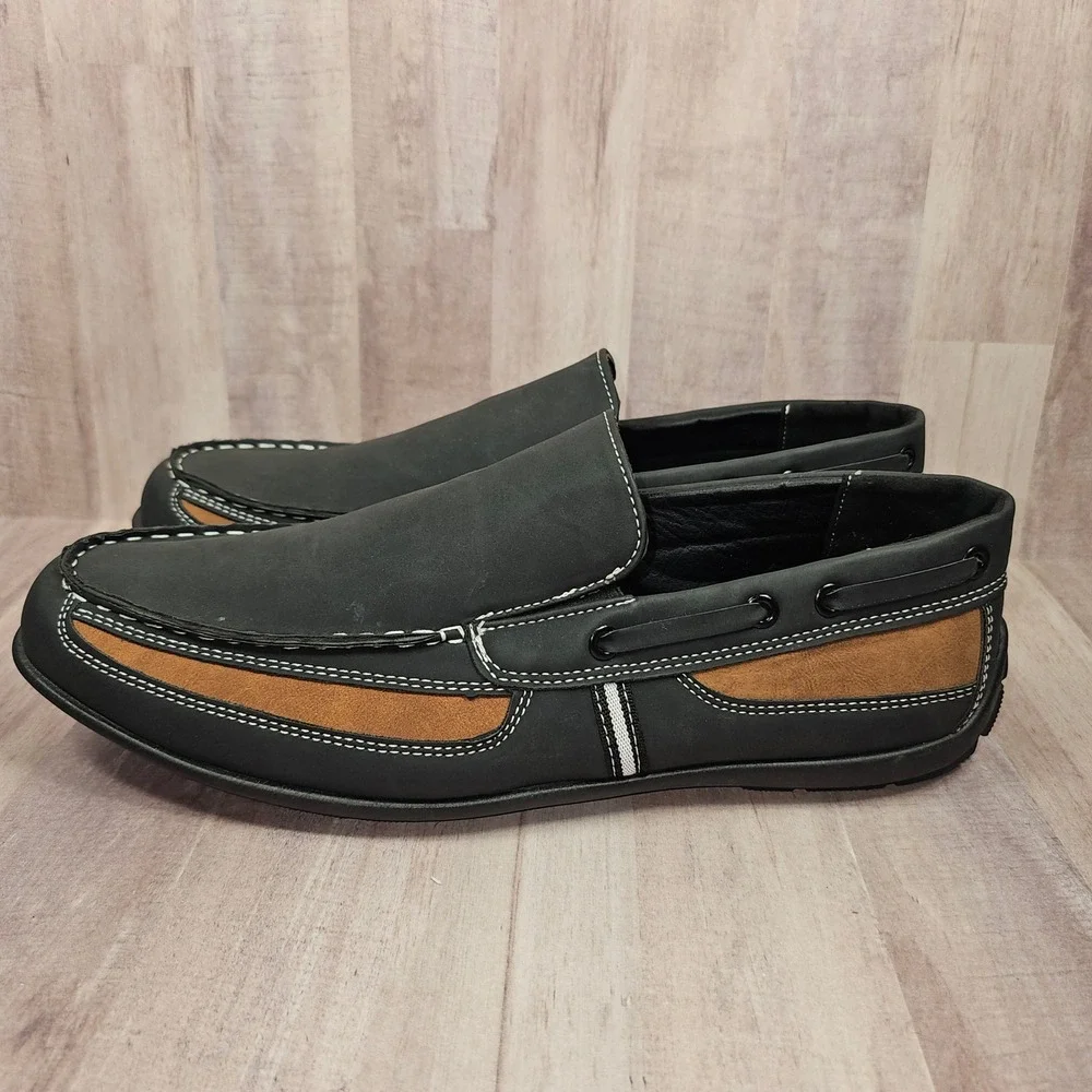 Tim Evans England Mens Loafers Black Brown Driving Shoes Moc Toe Slip On Sz 13